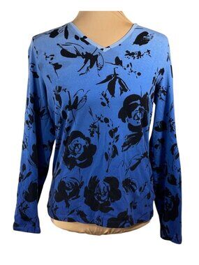 Jones New York Sport Top T-Shirt Blue Ombre Size L Large Cotton Stretch